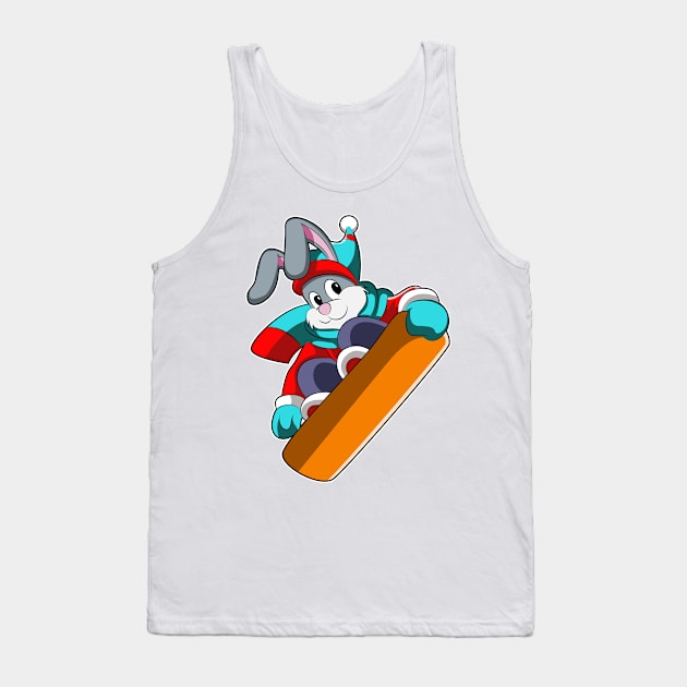 Rabbit at Snowboarding with Snowboard Tank Top by Markus Schnabel